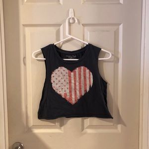 american eagle | navy blue american flag crop top